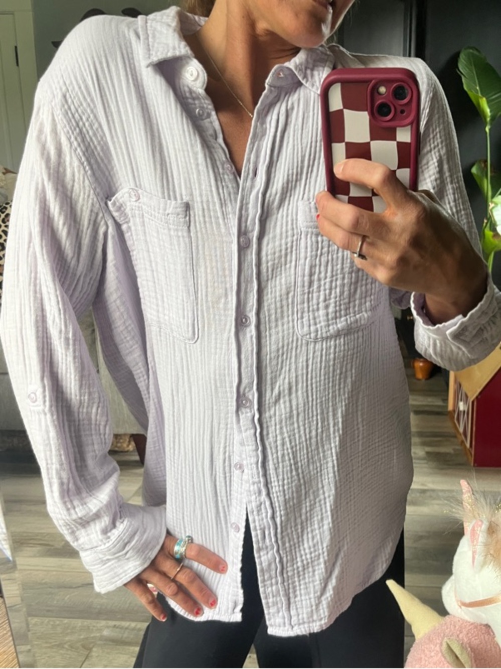 Sanctuary Lightweight Button-Down Shirt in Lavender